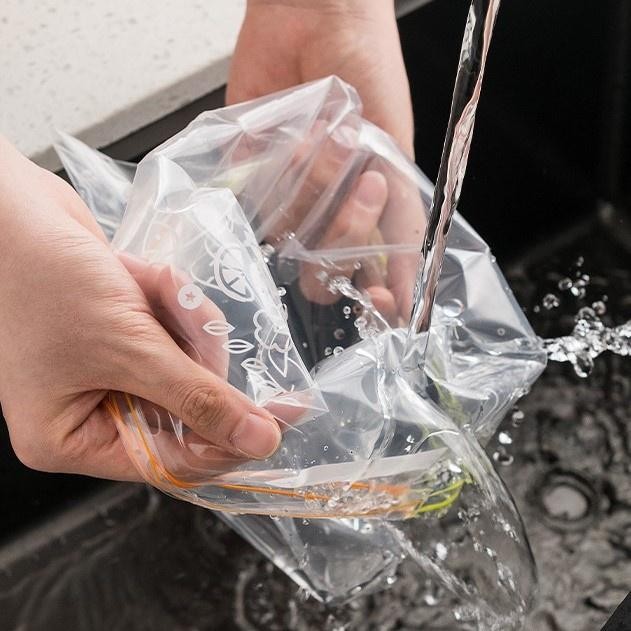 ThaiJOY ถุงเก็บอาหาร วัสดุ PE ปราศจาก BPA ถุงเก็บมีซีปใช้ใหม่ได้ที่เก็บอาหารกล่องซีลสุญญากาศสำหรับใส่อาหารแบนถุงถนอมอาหารสำหรับเก็บผักผลไม้เนื้อนมขนมขบเคี้ยวแซนวิช - รูปที่ 5