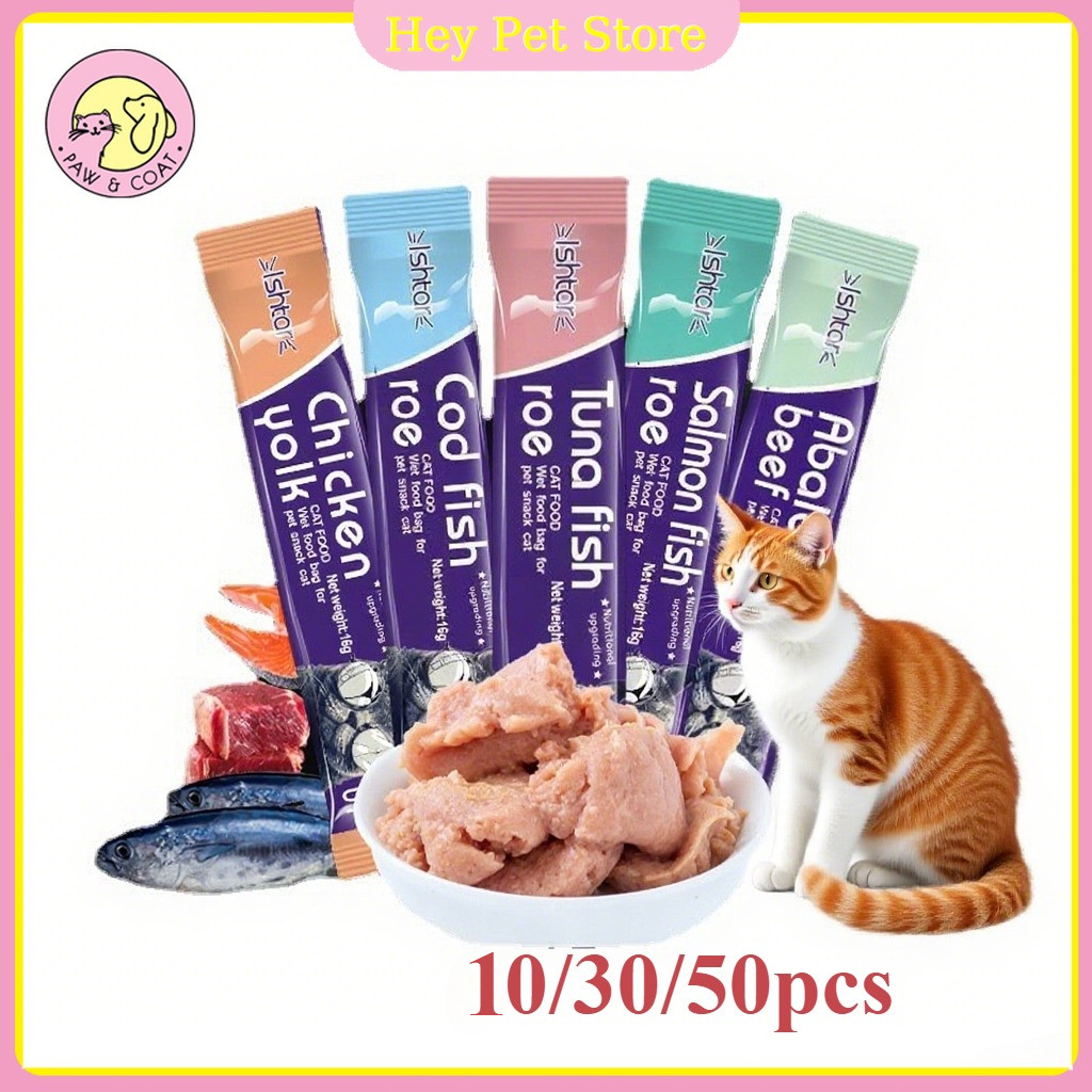 Pet Store🔥50pcs🔥ขนมแมว ขนมแมวเลีย15gมี แมวเลีย เนื้อละเอียดไม่ต้องเคี้ยว รสชาติอร่อย cat ชอบมาก