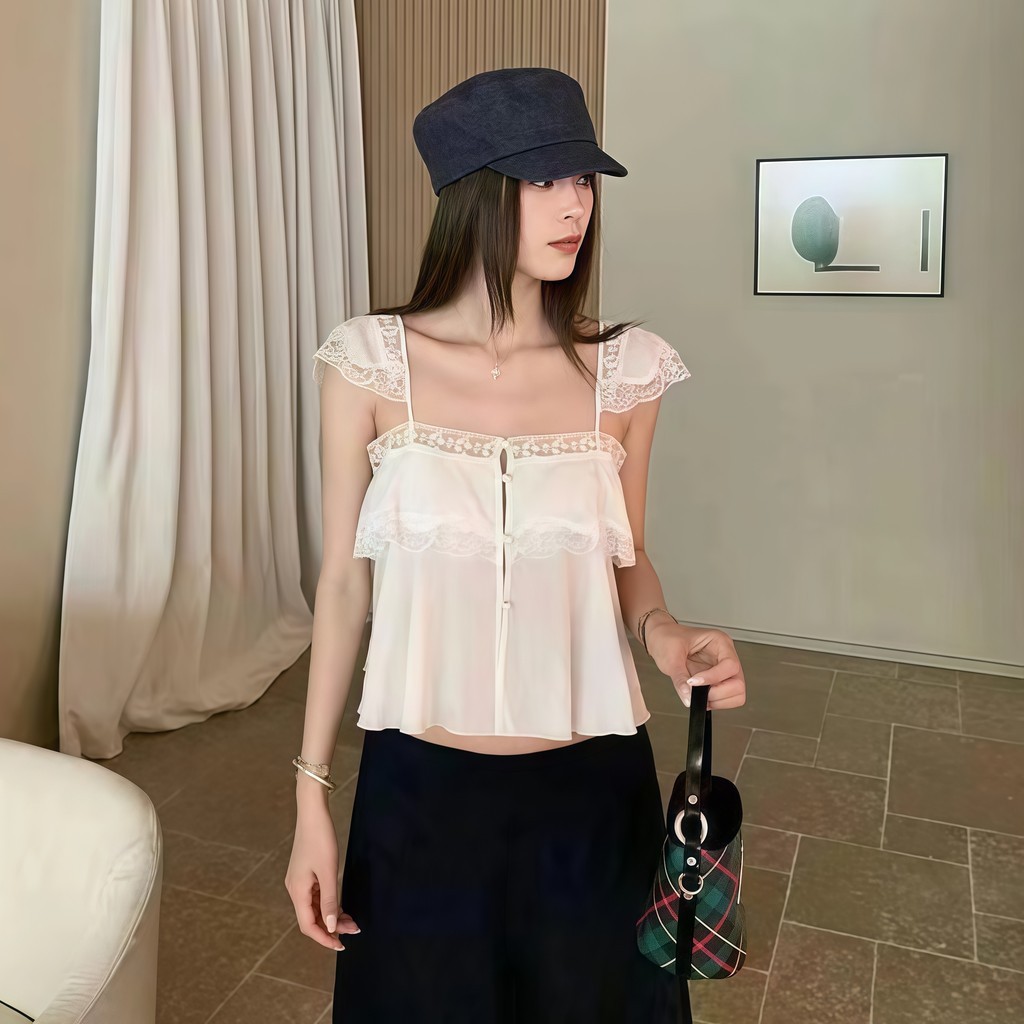 SultrySia  เสื้อยืดผู้หญิง เสื้อสายเดี่ยวสีขาว สไตล์เกาหลี มินิมอลผ้านุ่มทิ้งตัว เสื้อยืดคอกลม (FY2946) - รูปที่ 4