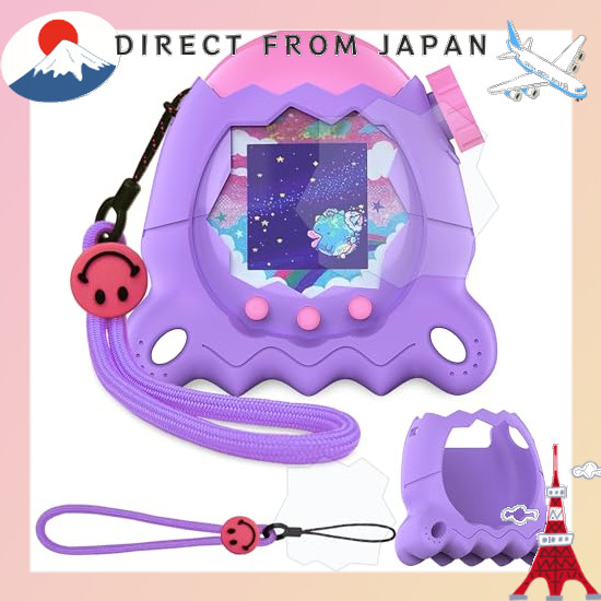【From Japan】 BCWXION Silicone Case Cover For Tamagotchi Paradise, Included Screen Panel Protector Film Finger Strap Anti-Fingerprint Drop Protection Lightweight Shockproof Dustproof All Surface Protective Cover (Blue)
