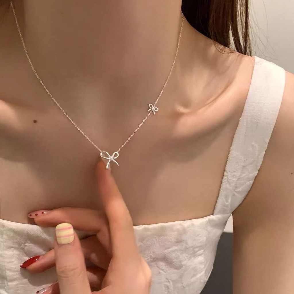 S99 Sterling Silver S99 Sterling Silver Necklace Sweetheart Bow Delicate20250928