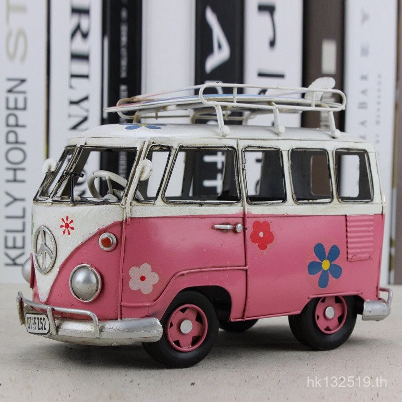 Iron Art Bus ดีบุก Volkswagen รุ่น Q วันเกิด Retro รถของขวัญ Handmade Surfing รถตกแต่งบ้าน X3UV