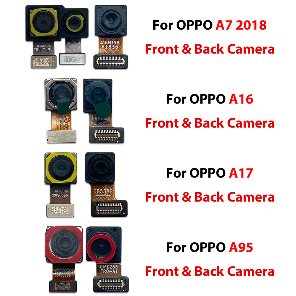 สําหรับ OPPO A7 2018 A12 A92 4G A16 A95 A16K A16E A12 กลับด้านหลังกล้องโมดูล Flex สาย + ด้านหน้า Facing กล้องเปลี่ยน