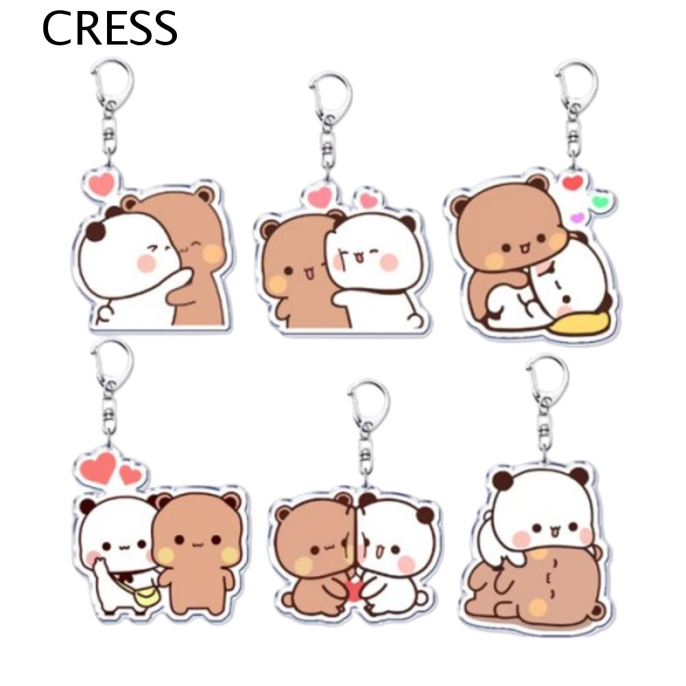 CRESS การ์ตูน Bubu Dudu Key Chain, การ์ตูนสัตว์ Bubu Dudu พวงกุญแจ, Charm พวงกุญแจอะคริลิคหวาน Kawai