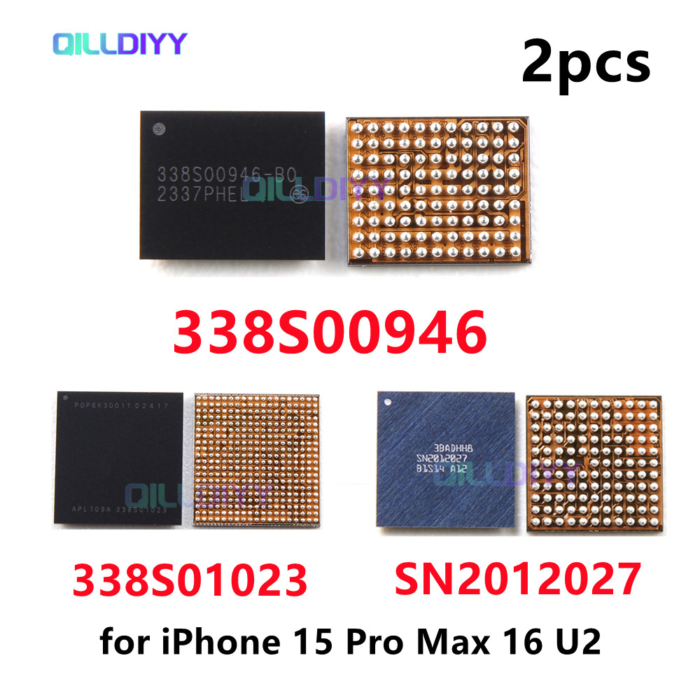 2 ชิ้น 338S01023 Power ic สําหรับ iPhone 15 Pro Max 16 Plus SN2012027 U2 ic 338S00946 ชาร์จ USB ic C