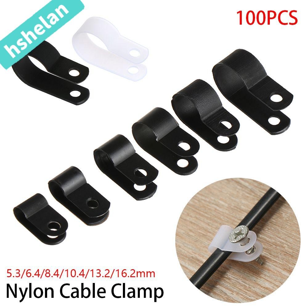 HSHELANF6 100PCS R-Type Clip ขายร้อนคุณภาพสูงอุปกรณ์ไฟฟ้าที่มีประโยชน์ท่อติดตั้ง Fix