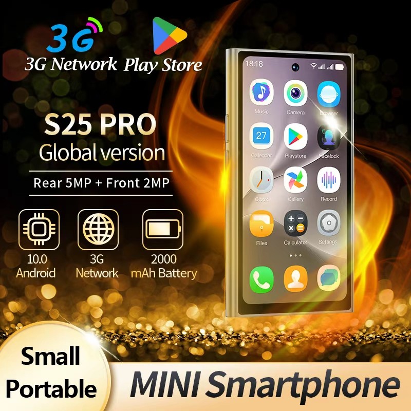 S25Pro สีเทาสมาร์ทโฟนขนาดเล็ก 4.0 นิ้ว 3G Android 10 โทรศัพท์ 2GB + 16GB 2000m แบตเตอรี่ Play Store 