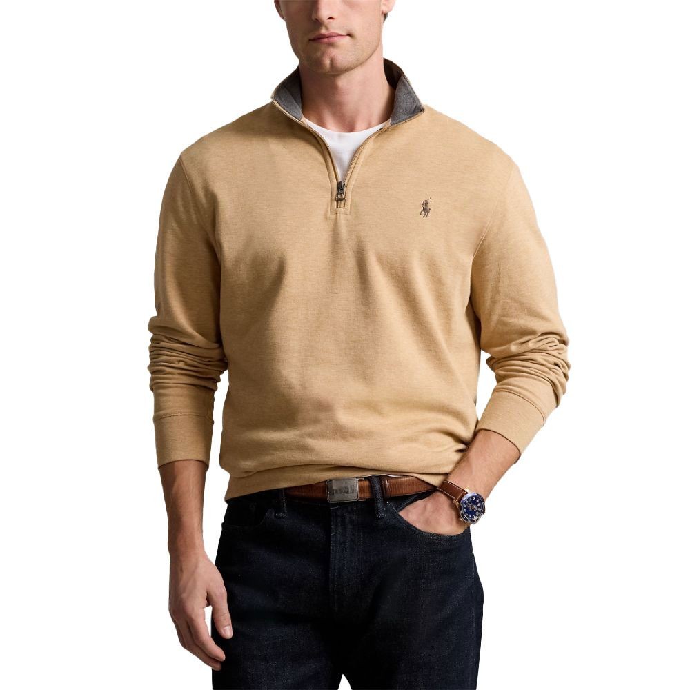 Polo Ralph Lauren เสื้อสเวตเตอร์ผู้ชาย Luxury Jersey Quarter-Zip Pullover รุ่น MNPOKNI16824032 สีเบจ ราคา ถูกที่สุด ดีลบีเคเค แกลเลอรีภาพที่ 2