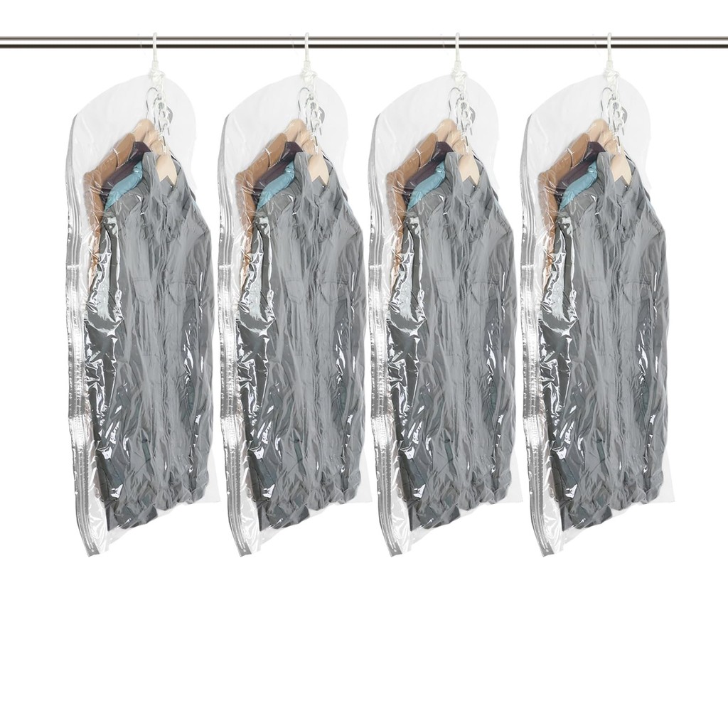 TAILI Compression Bags Hanging Clothes Storage 4-Pack Vacuum Seal Bag for Coats Jackets Suits Large 