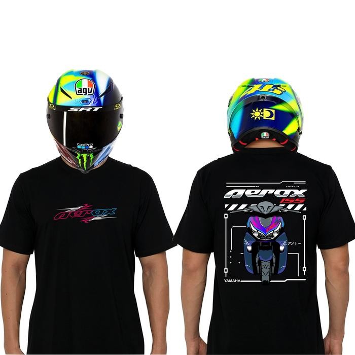 KATUN เสื้อยืด Aerox Cyber City เสื้อยืด Aerox 155 เสื้อยืดผ้าฝ้าย Combed Distro - BLACK CYBER CITY