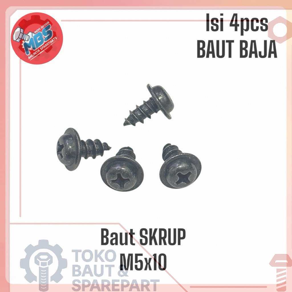 BB BOLT SCREW M5X10 TAPER STEEL ORIGINAL