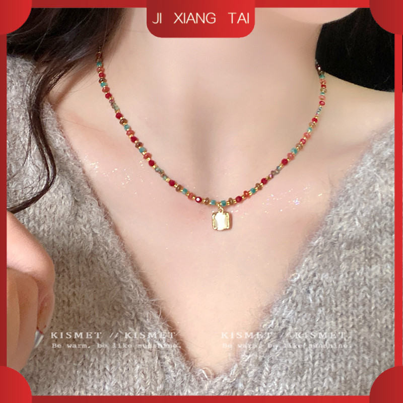 Bracelet Color Crystal Beaded Opal Pendant Necklace Women Bracelet