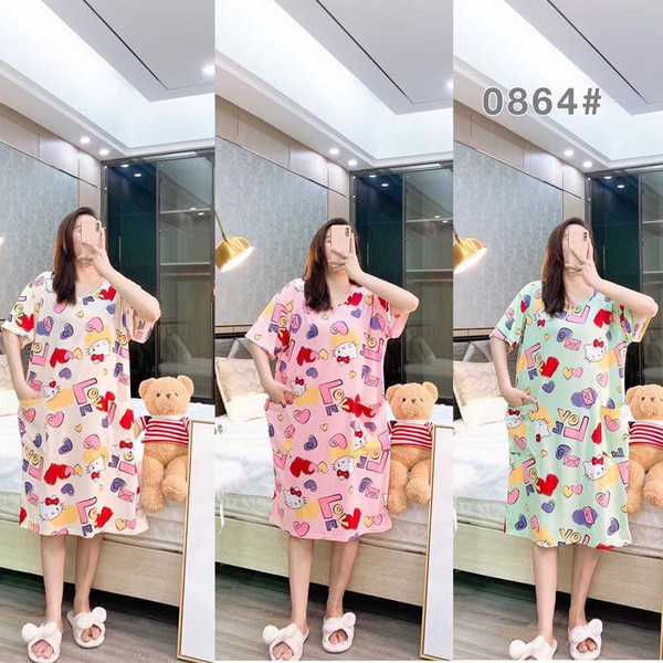 bonnie pajamas ชุดนอนมิโกะ INS ชุดนอนกระโปรงยาวปานกลางลายการ์ตูนน่ารักชุดนอนหลวมๆประเทศไทย Shopee เอ