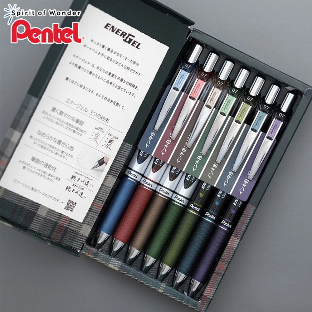 Stylish Japan Pentel Quick Drying Gel Pen 0.5mm 20th Anniversary Limited 7 Color Set Color Retro Ene