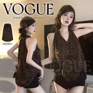 Vogue🌟พร้อมส่ง🌟 เสื้อกล้าม ดีเทลลายเสื้อผ้าพริ้วทิ้งตัวสีน้ำตาล น่ารักมาก (FY2962)