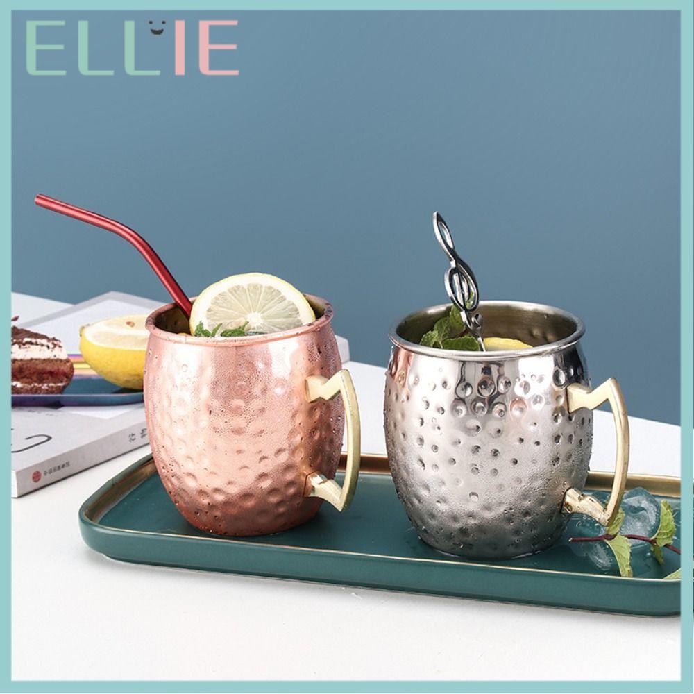 ELLIE ถ้วยแก้ว, หนา Moscow Mule ถ้วยทองแดงบริสุทธิ์, พร้อมที่จับตอกหมุดที่แข็งแกร่ง Handcrafted แปรง