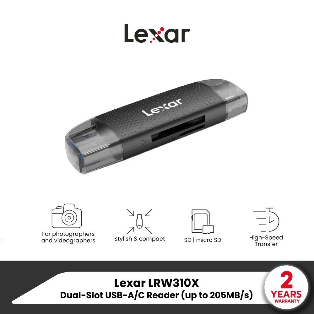 Lexar Dual-Slot SD/MicroSD Card, USB-A/C, UHS-I Card Reader การ์ดรีดเดอร์ (LRW310X)