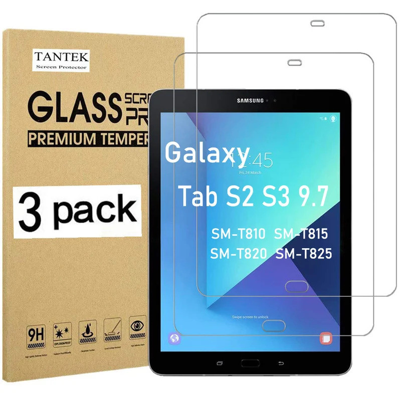 ( 3 แพ็ค) กระจกนิรภัยสําหรับ Galaxy Tab S2 S3 9.7 2015 SM-T810 SM-T815 SM-T820 SM-T825 แท็บเล็ตป้องก