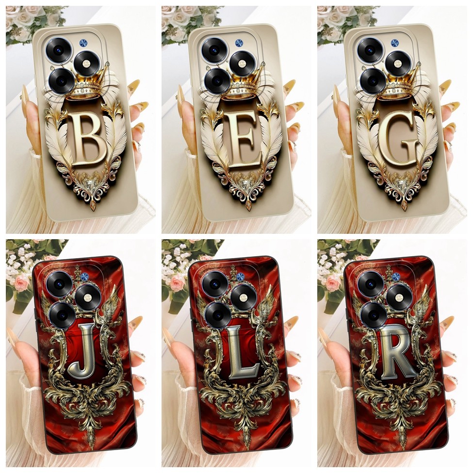 Tecno Spark Go 2024 กรณี BG6 แฟชั่นหรูหรา AZ ตัวอักษร 2D ทาสีเคสโทรศัพท์ Techno Spark Go 2024 กันชน