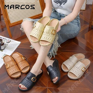 MARCOS สุภาพสตรีสไตล์เกาหลีรองเท้าแตะแบนน้ำหนักเบาลื่นนุ่มแต่เพียงผู้เดียวกับผู้หญิงรองเท้า รองเท้าแตะชายหาดกันน้ำ#01
