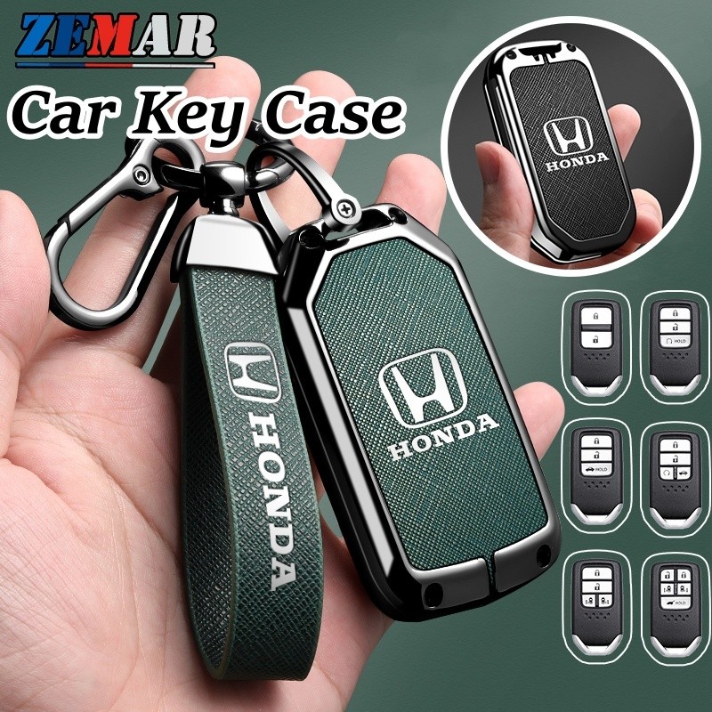 Honda หนังกุญแจรถสังกะสีสมาร์ทคีย์ Protector รถ KeyChain พวงกุญแจแฟชั่น Accessorie สําหรับ Civic 11th 10th gen fe fk fd Fit ge HRV Jazz gk City Hatchback Odyssey CRV BRV WRV Mugen