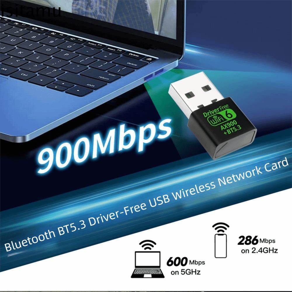ISITAFT Wifi Network Adapter, WiFi Receiver Network Card WLAN Dongle, Portable Free Driver AX900 Wir