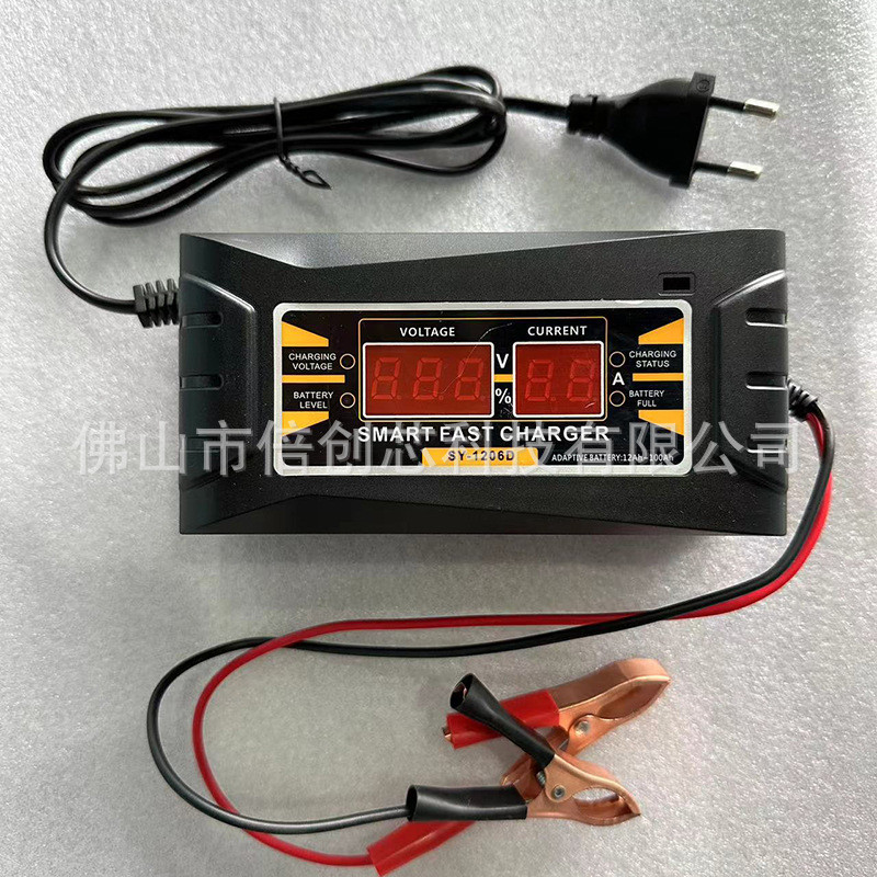 Suoer SON-1206D 12V 6 amp battery charger portable LCD screen power display smart fast charger 12v 6