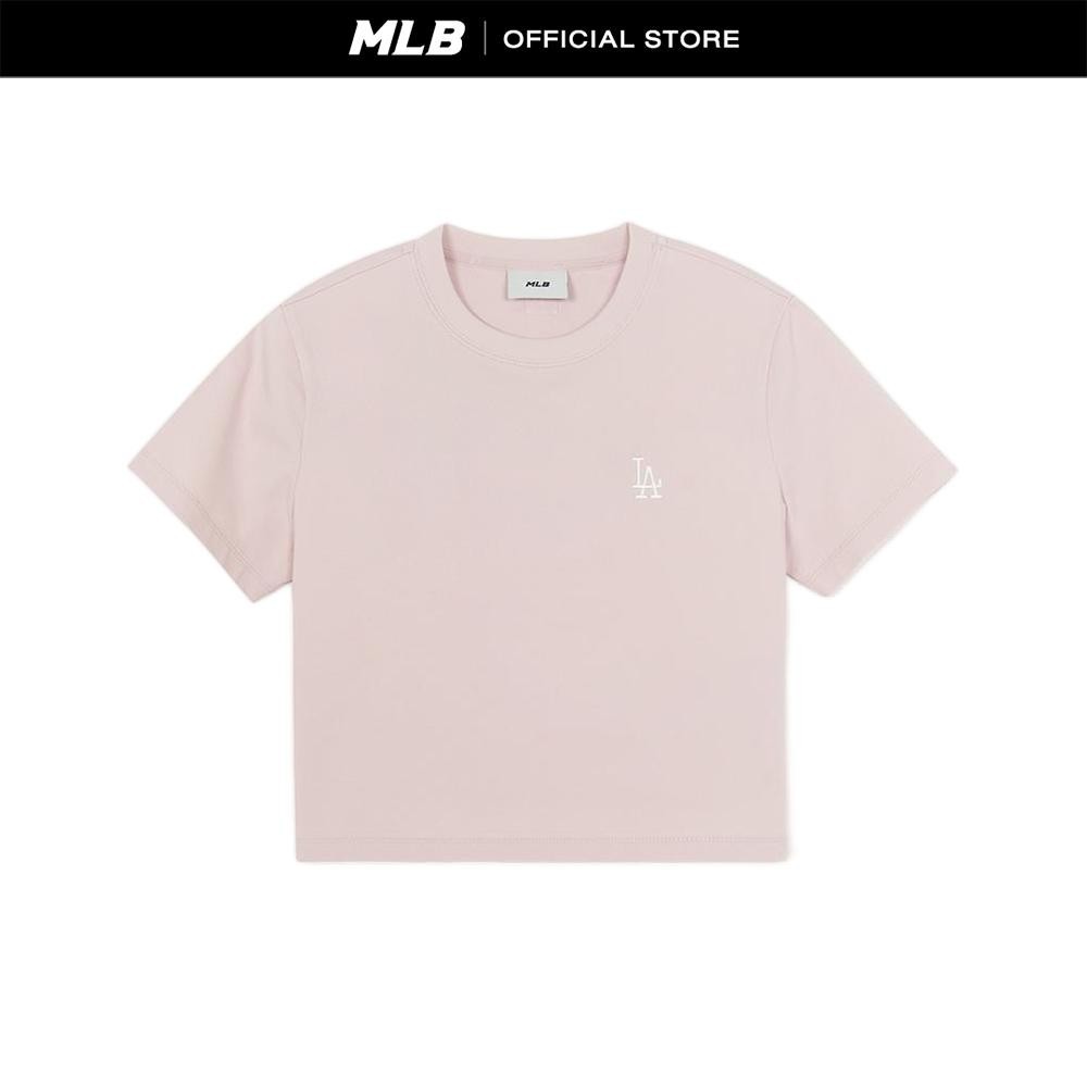 MLB เสื้อยืด ผู้หญิง Women'S Basic Small Logo Slim Crop T-Shirts รุ่น 3FTSB6253 07PKL สีชมพูอ่อน