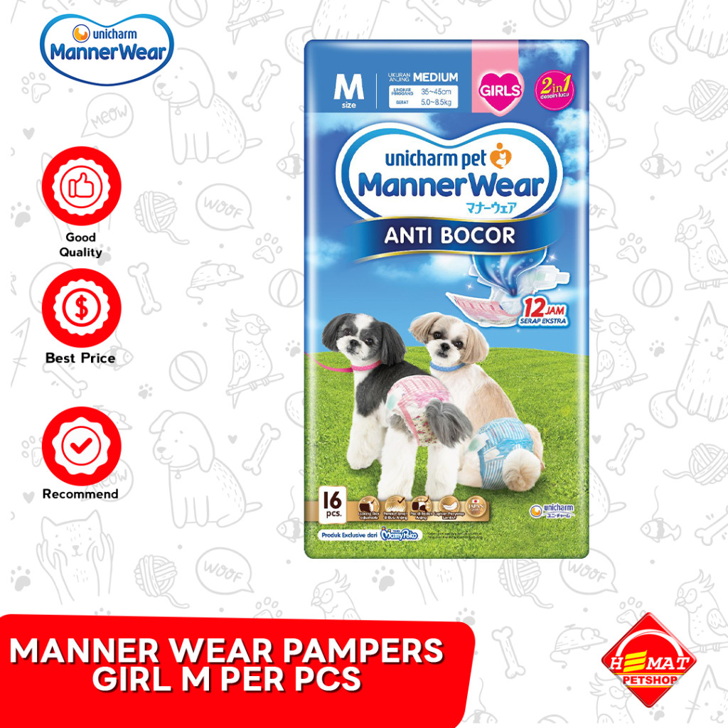 Pampers Dog Diapers Manner Wear ผ้าอ้อมสุนัขชายหญิงต่อชิ้น ph
