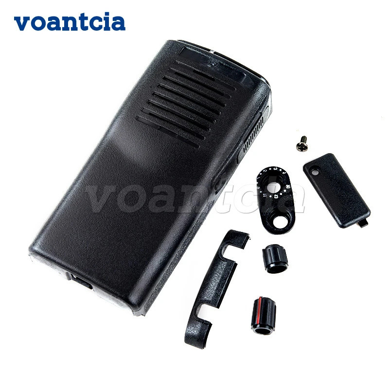 สีดํากรณีเปลือกด้านหน้า W/ชุดหูฟังลูกบิดชุดซ่อมสําหรับ Kenwood TK3107 TK2107 TK-3107 TK-2107 วิทยุ W