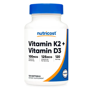 [ใหม่] Nutricost วิตามินดี 3 เค 2 Vitamin D3 5000iu+K2 100mg MK-7 เหมาะกับผู้ที่ไม่ค่อยได้รับแสงแดด 120 Soft