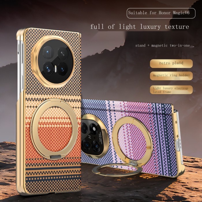 ซองหนังแม่เหล็ก 360° ขาตั้งหมุนได้สําหรับ Honor Magic V6 / Mate X7 / Z Fold7 / Find N6 Series
