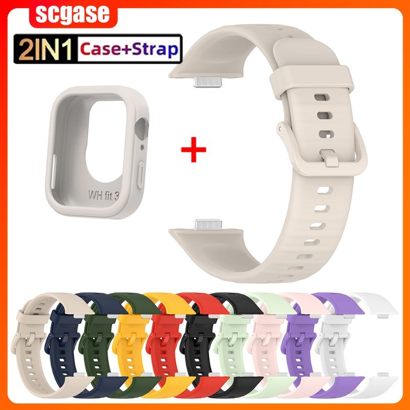สายรัดซิลิโคน + สําหรับ Huawei watch Fit 4/4 Pro Soft กันกระแทกกรอบกันชนป้องกัน TPU สําหรับ Huawei Fit 3/4 สายรัดข้อมือ