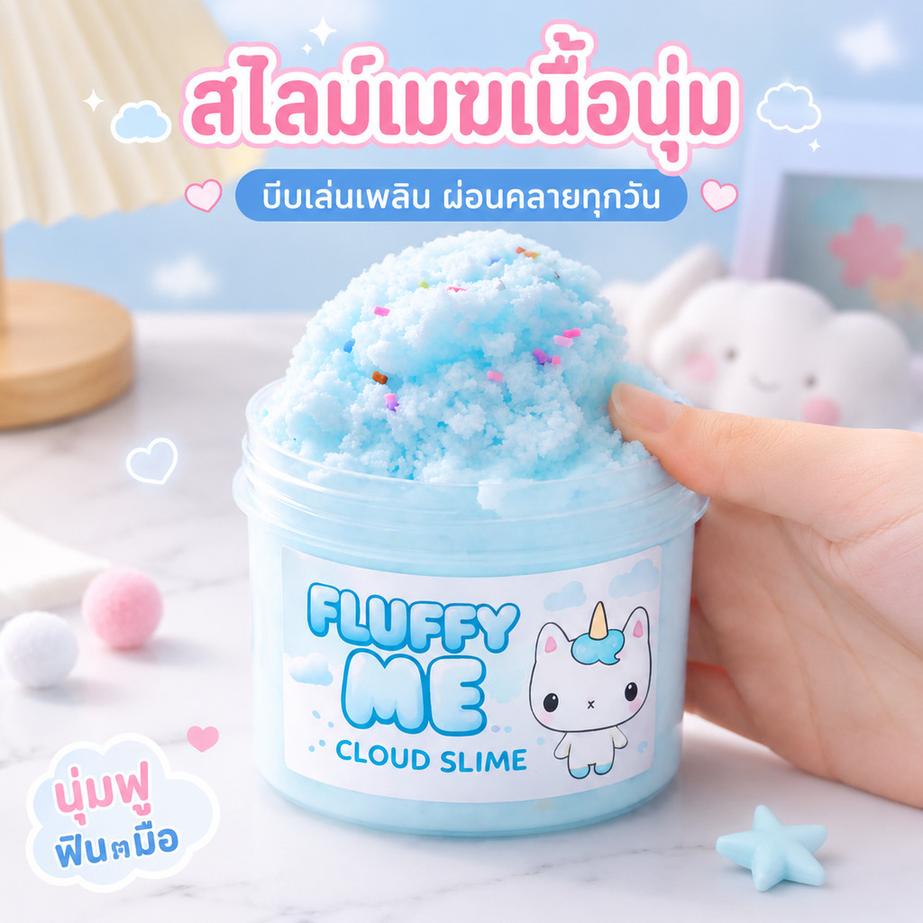 ☁COD☁Fluffy Me Cloud Slime สไลม์เนื้อฟู นุ่มเหมือนปุยนุ่น กลิ่นหอม น่ารักเกินต้าน สไลม์ก้อนฟู ของเล่นเด็ก