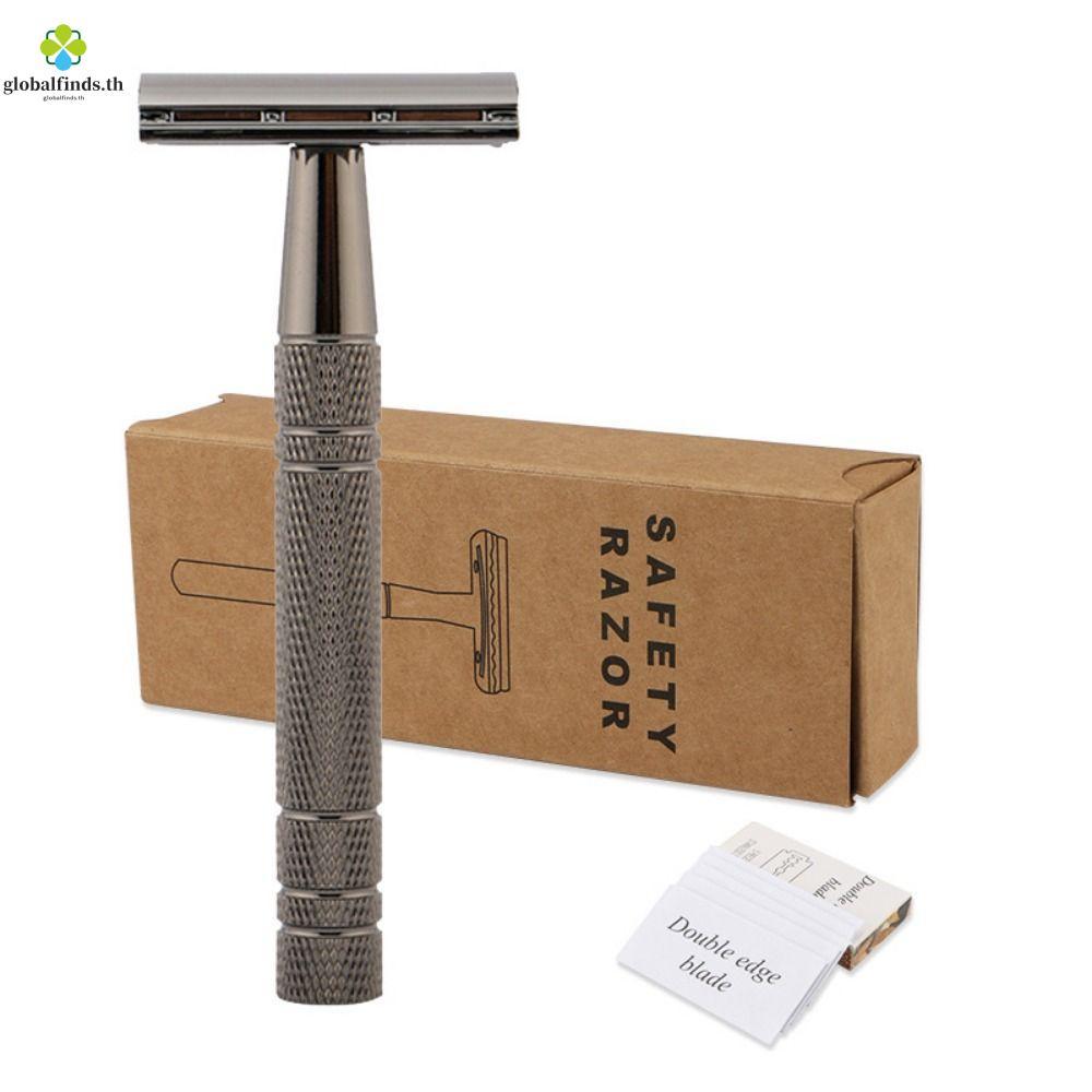 LFIDS Double Edge Razor Face Rose Gold Silver 5 ใบมีดโกนหนวดเครื่องมือกําจัดขน Womens Handle Manual Shaver