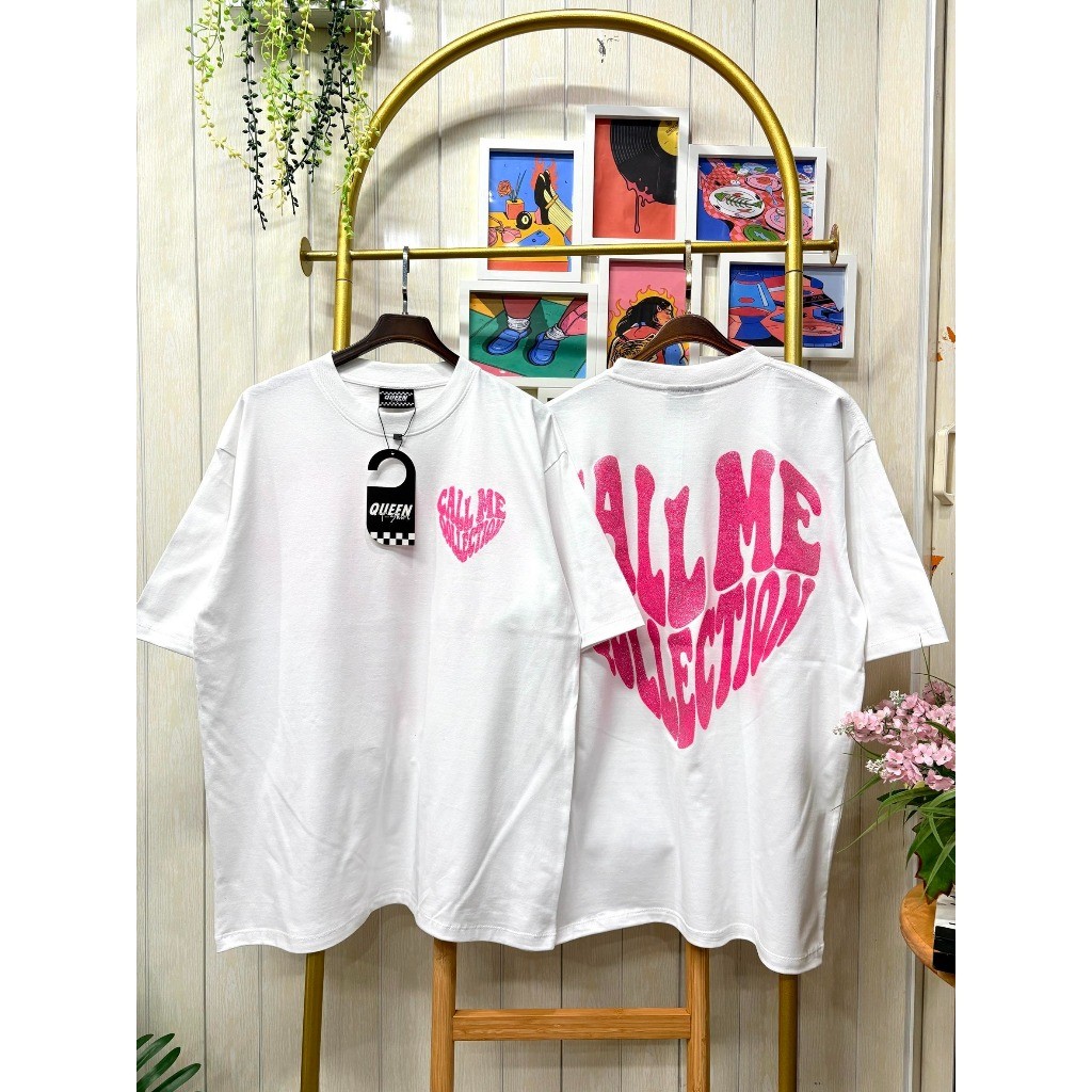 COD✅ เสื้อยืด ผ้า Cotton สกรีนกากเพชรหน้า-หลัง ลาย Call Me Qollection M-3XL ใส่สบาย