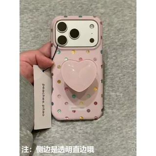เคสโทรศัพท์ เหมาะสําหรับ iPhone 7 8 XS XR 11 12 13mini 14 15 16 17 Pro max Plus Air สีชมพู Polka Dot Bracket กันกระแทกกันกระแทกกันกระแทกเคสรวมทุกอย่าง XG0L