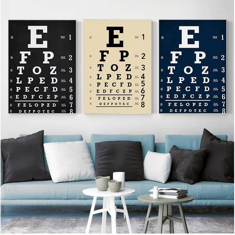 Snellen Eye Chart Canvas Painting Wall Pictures Eye Doctor Gifts Vintage Optometry Eye Chart Art Pri