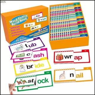 MOON Read and Rhyme Flip Books แฟลชการ์ด Phonics ทักษะการอ่านที่ปรับปรุงแล้ว แฟลชการ์ดเสียงตัวอักษรสําหรับผู้เรียน