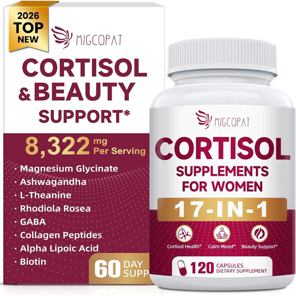 Migcotat 17-in-1 Cortisol อาหารเสริมสําหรับผู้หญิง,8322mg พร้อมคอลลาเจน, Magnesium Glycinate, L-Thea
