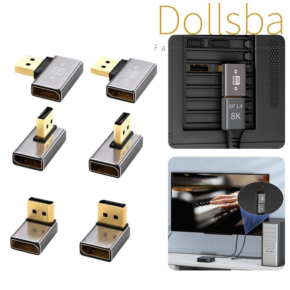 DOLLSBA Display Port Adapter, 90 องศามุม L Shape DP ตัวแปลงชายกับหญิง, DP Cable Extension 8K 60Hz DP1.4 แนวตั้ง DP Converter Gaming Monitor
