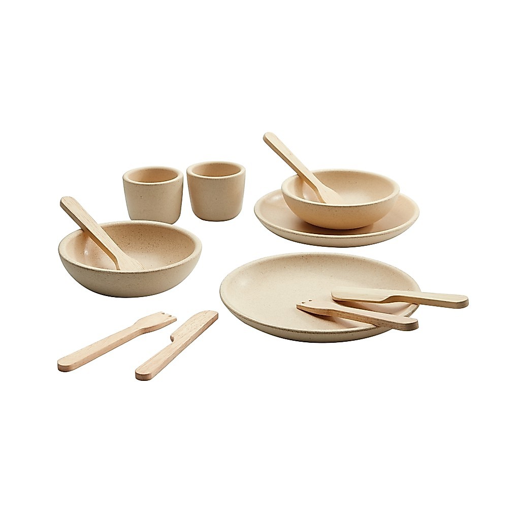 PlanToys ของเล่นไม้ 3614 Tableware Set ชุดจานชาม เสริมพัฒนาการ สำหรับเด็กอายุ 2 ปี ขึ้นไป