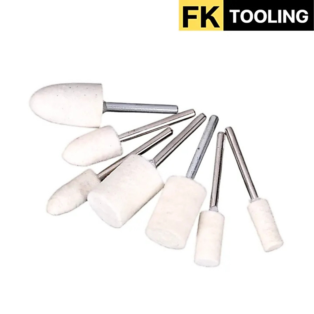 ลูกขัด สักหลาดขาว แกน3mm Mounted Felt Polishing Buff