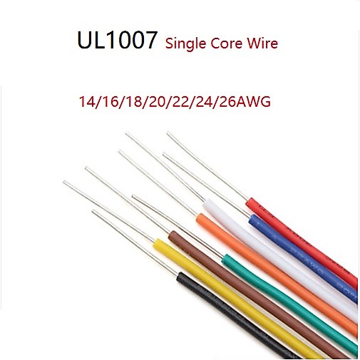5 เมตร UL1007 PVC Single Core Wire สายเคเบิล PVC แกนเดี่ยว 14 16 18 20AWG 22AWG 24AWG 26AWG