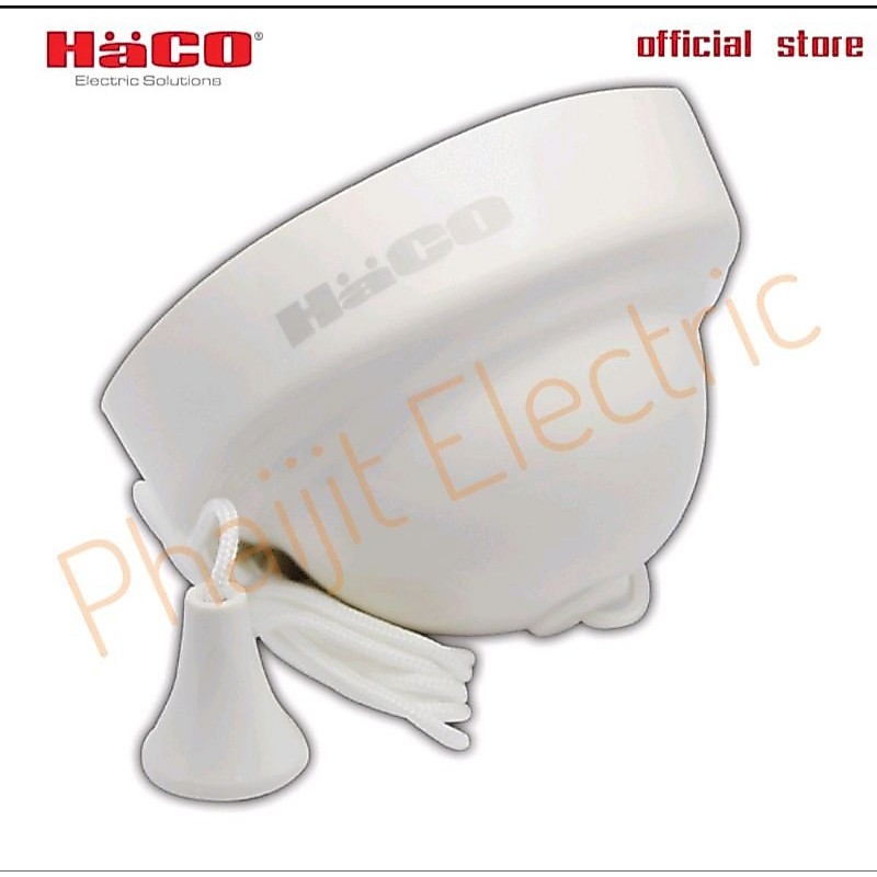 รุ่น P864W สวิทซ์กระตุก สำหรับติดเพดาน Haco Ceiling Pull Switch String Length 1.8 m. 1&2 Way Ceiling Switch