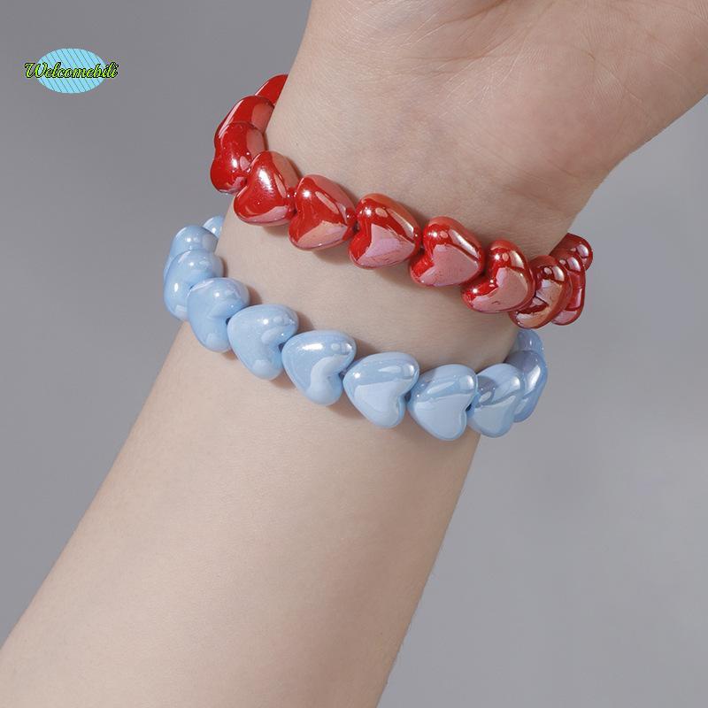 [WLB-t] สร้อยข้อมือลูกปัดหัวใจย้อนยุคแฟชั่นเครื่องประดับผู้หญิงน่ารักสีสันสดใสสําหรับของขวัญวันขอบคุณพระเจ้า 1 ชิ้นใหม่