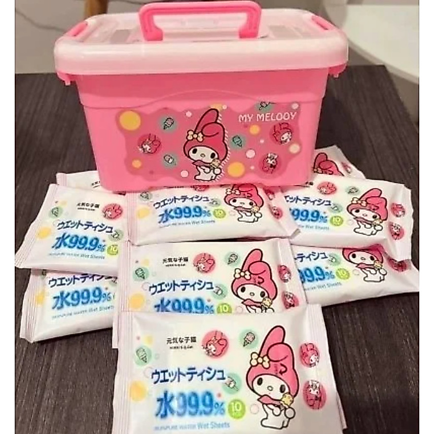 ทิชชู่เปียกเมโลดี้ ฟรีถัง 1 ถัง 10ห่อ  MJW-04