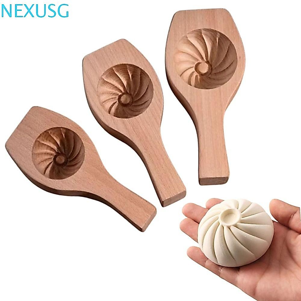 แม่พิมพ์ Baozi ไม้ NEXUSG, แม่พิมพ์ขนมปังนึ่งไม่ติดด้วยมือ, ไม้เนื้อแข็งพรีเมี่ยมแข็งแรงลึกนึ่งยัดไส้เครื่องมือซาลาเปาครัว