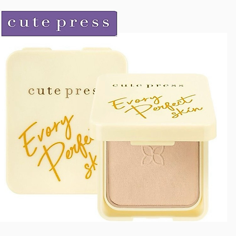 (ตลับจริง)มีถาดรองพัฟ แป้งคิวเพรส CUTE PRESS แป้งผสมรองพื้น อิเวอรี่ เพอร์เฟคสกิน พลัส วิตามิน อี EVORY PERFECT SKIN