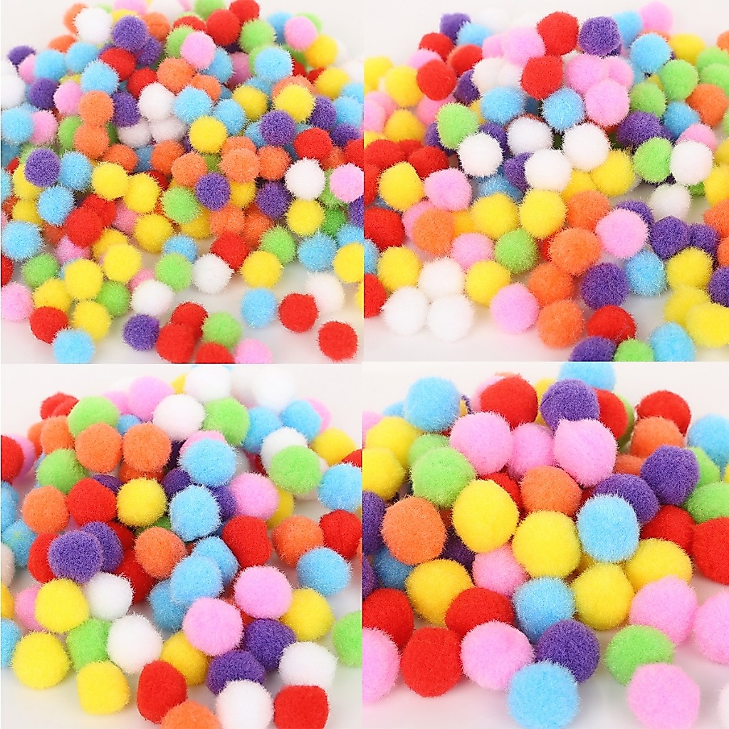 Pompoms Balls คละสี Pompoms สําหรับเด็กหัตถกรรมทํา Hobby Supplies DIY Garment Handcraft 100-500PCS